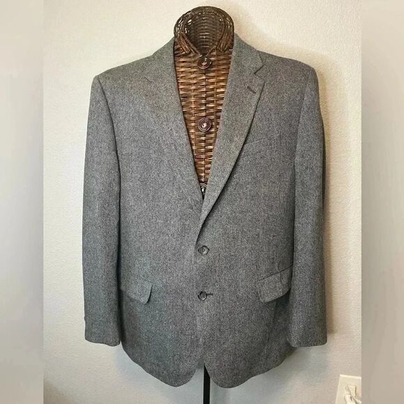 Jos A Bank grey wool cashmere suit coat 43R Dark Academia Old Money Preppy - Picture 1 of 8